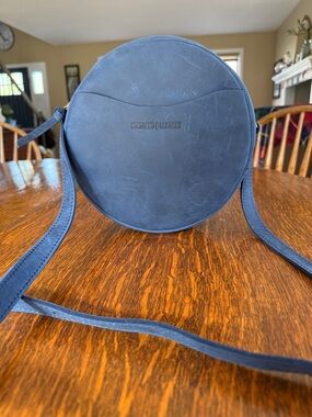 Portland Leather Circular Crossbody Bag - Blue